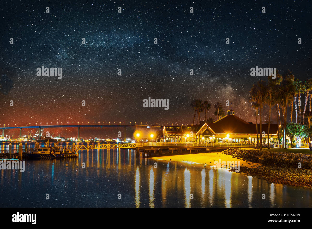 San Diego seen from Coronado island at night Stock Photo Alamy