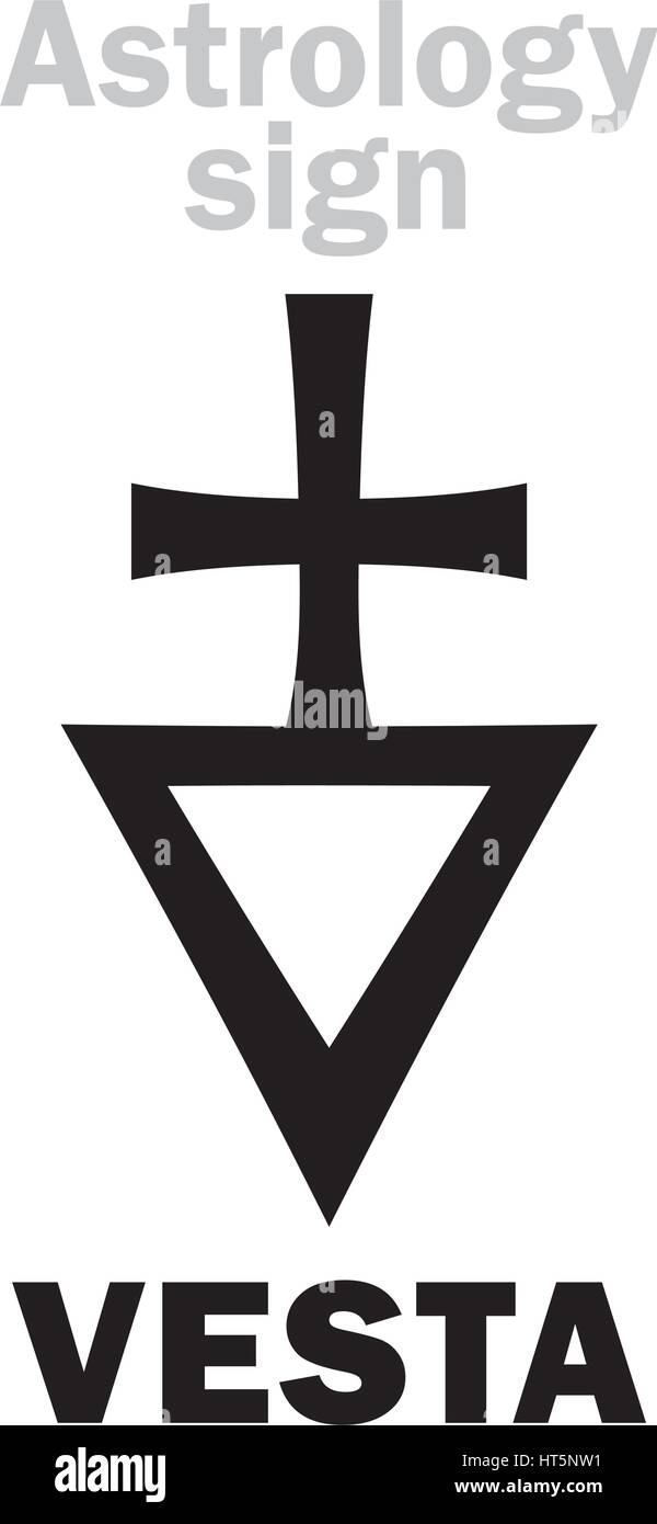 Astrology Alphabet VESTA, classic asteroid. Hieroglyphics character