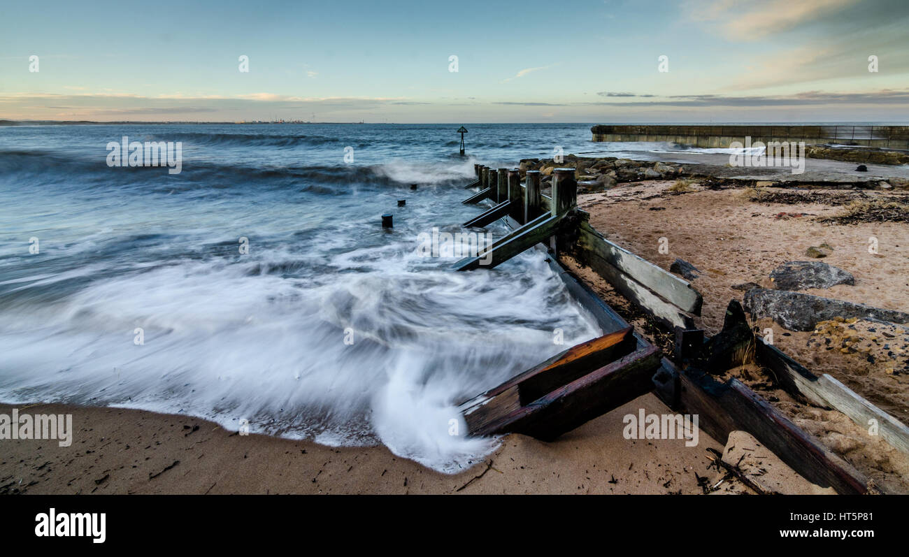 Sea Defence at Seaton Sluice, Northumberland UK Stock Photo - Alamy