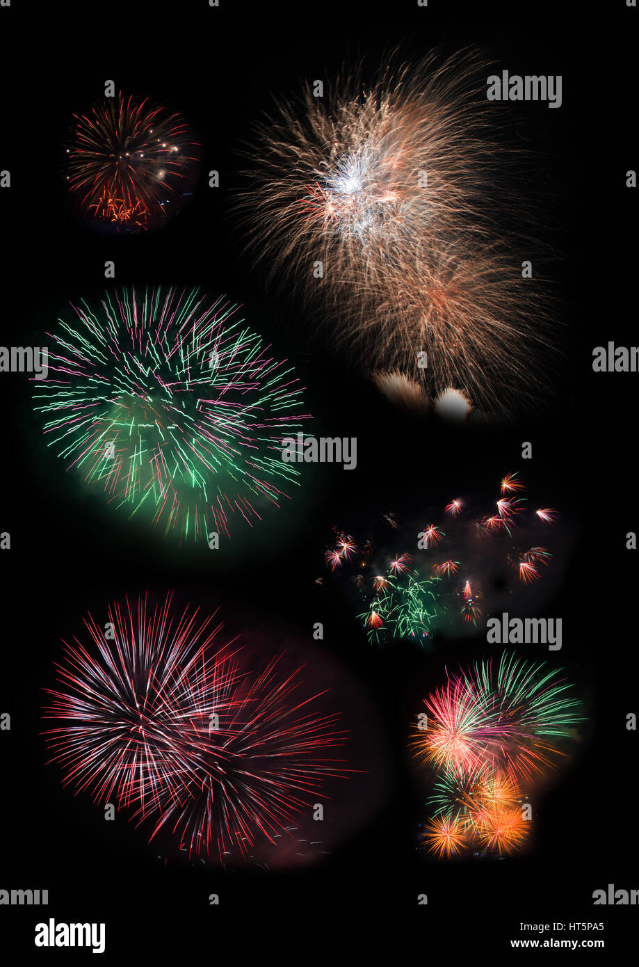 Fireworks show Exploding, Firework Display, Night, Dark, Fire - Natural Phenomenon Stock Photo