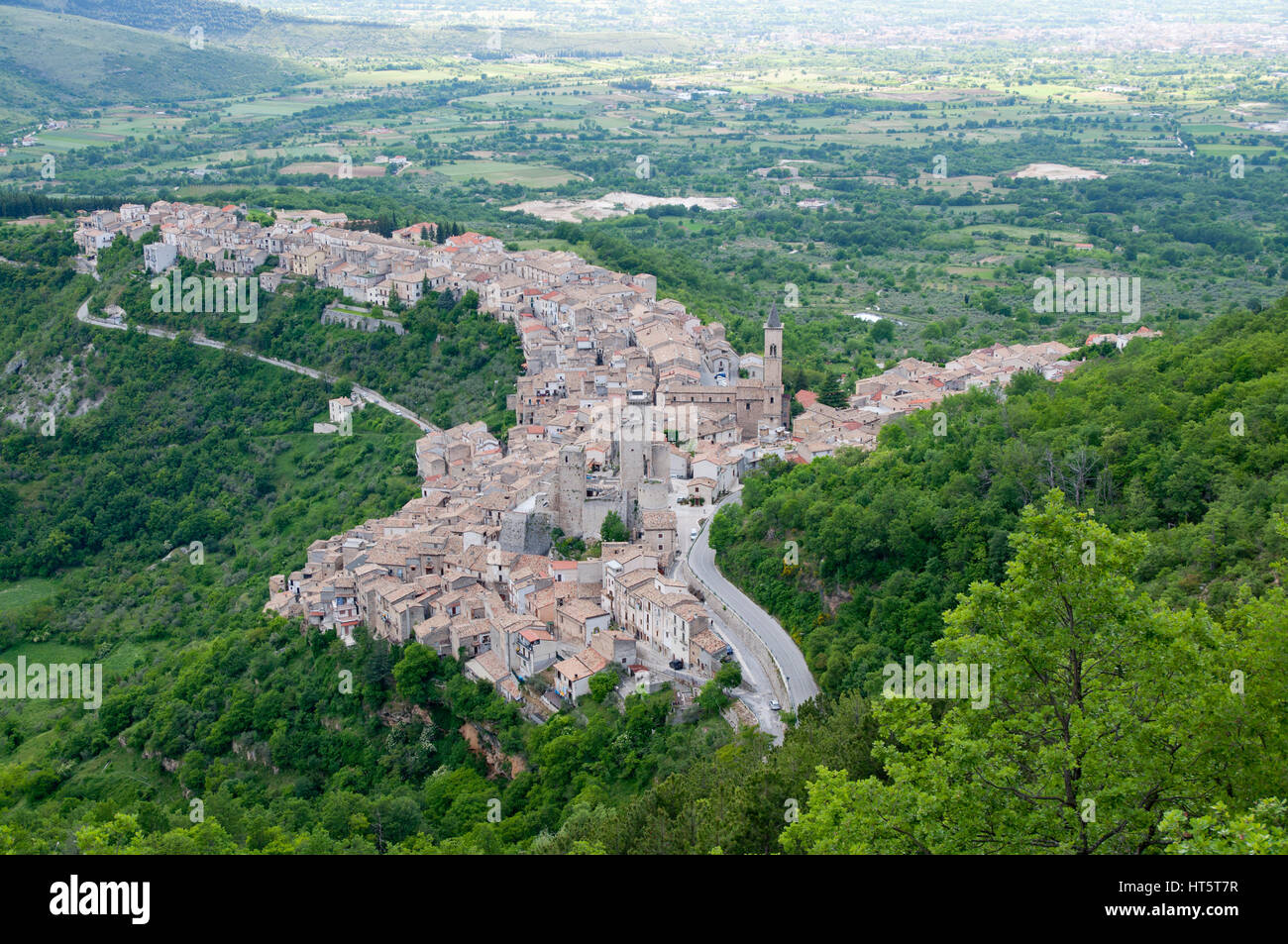 Top view of the village of Pacentro in Abruzzo , central Italy Stock