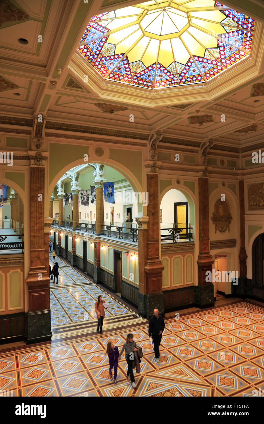 Interior view of the Great Hall of National Portrait Gallery in Washington DC.USA Stock Photo