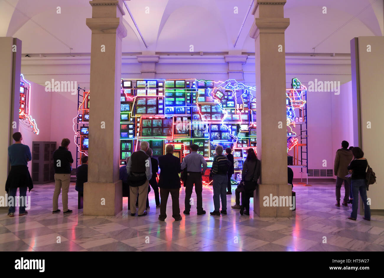 Electronic Superhighway Continental U.S,.Alaska,Hawaii by Nam June Paik display in Smithsonian American Art Museum SAAM in Washington D.C. USA Stock Photo