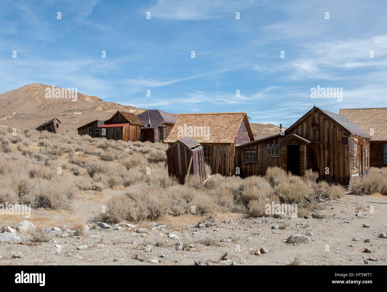 The Bodie State Park is the remains of Bodie, a silver and copper mining town in the eastern California desert. Stock Photo