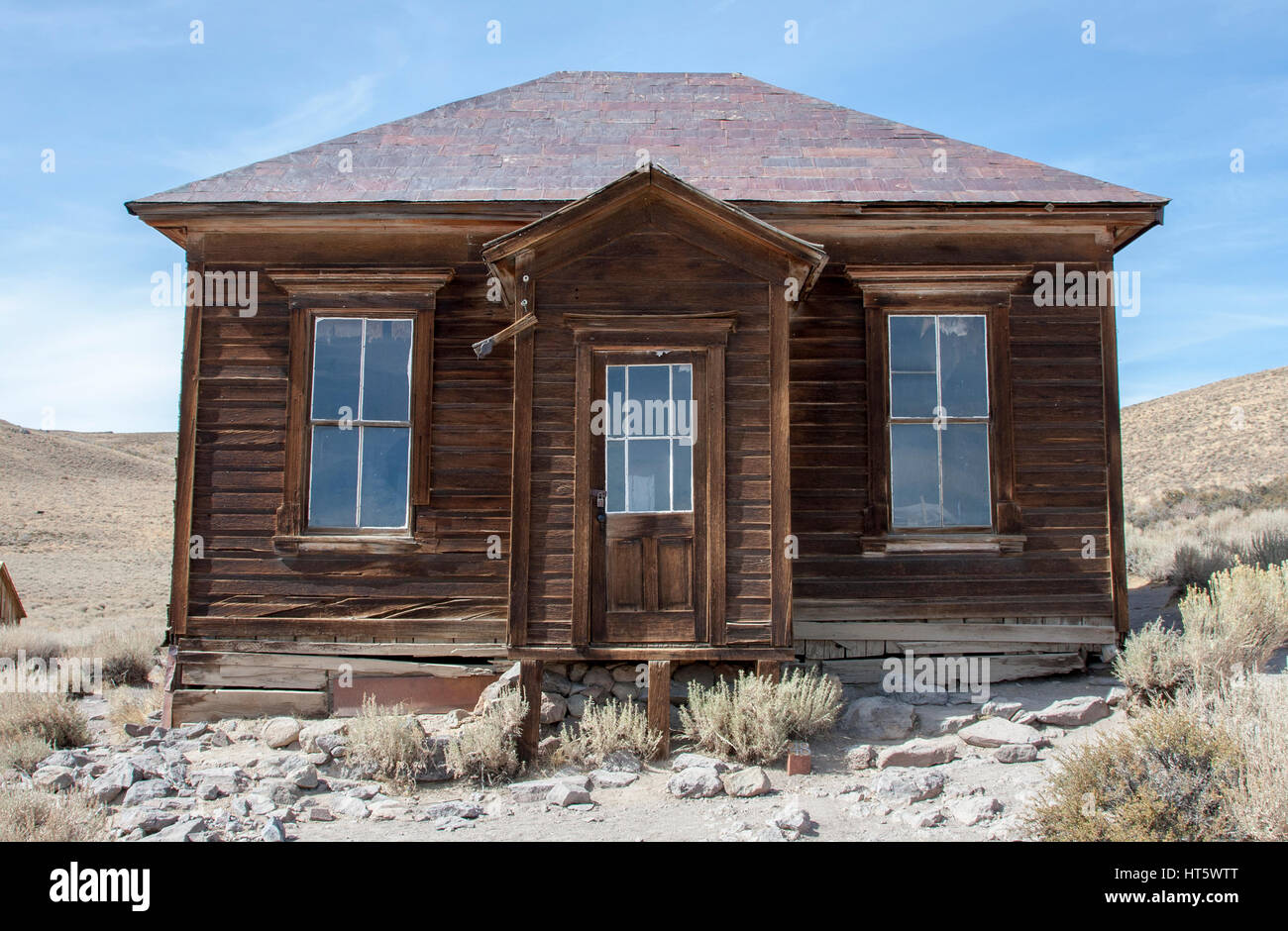 The Bodie State Park is the remains of Bodie, a silver and copper mining town in the eastern California desert. Stock Photo