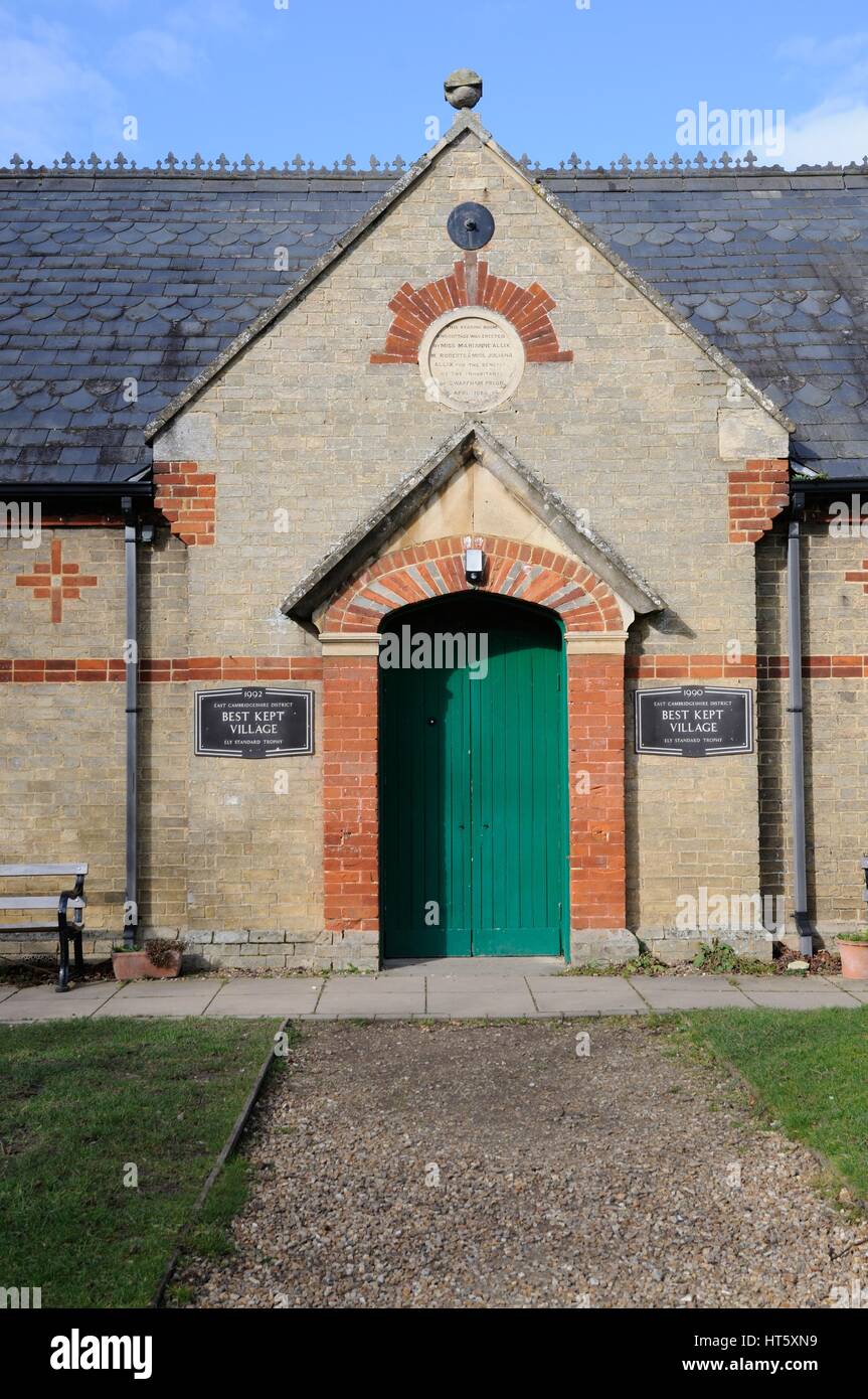 Village Hall, Swaffham Prior, Cambridgeshire. was erected in 1868 as a reading room and cottage Stock Photo