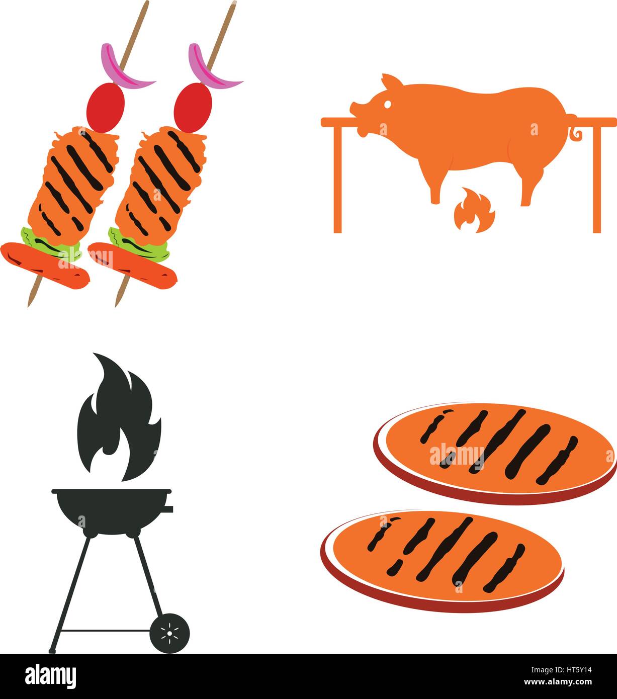 Set of barbecue ralted objects Stock Vector Image & Art - Alamy