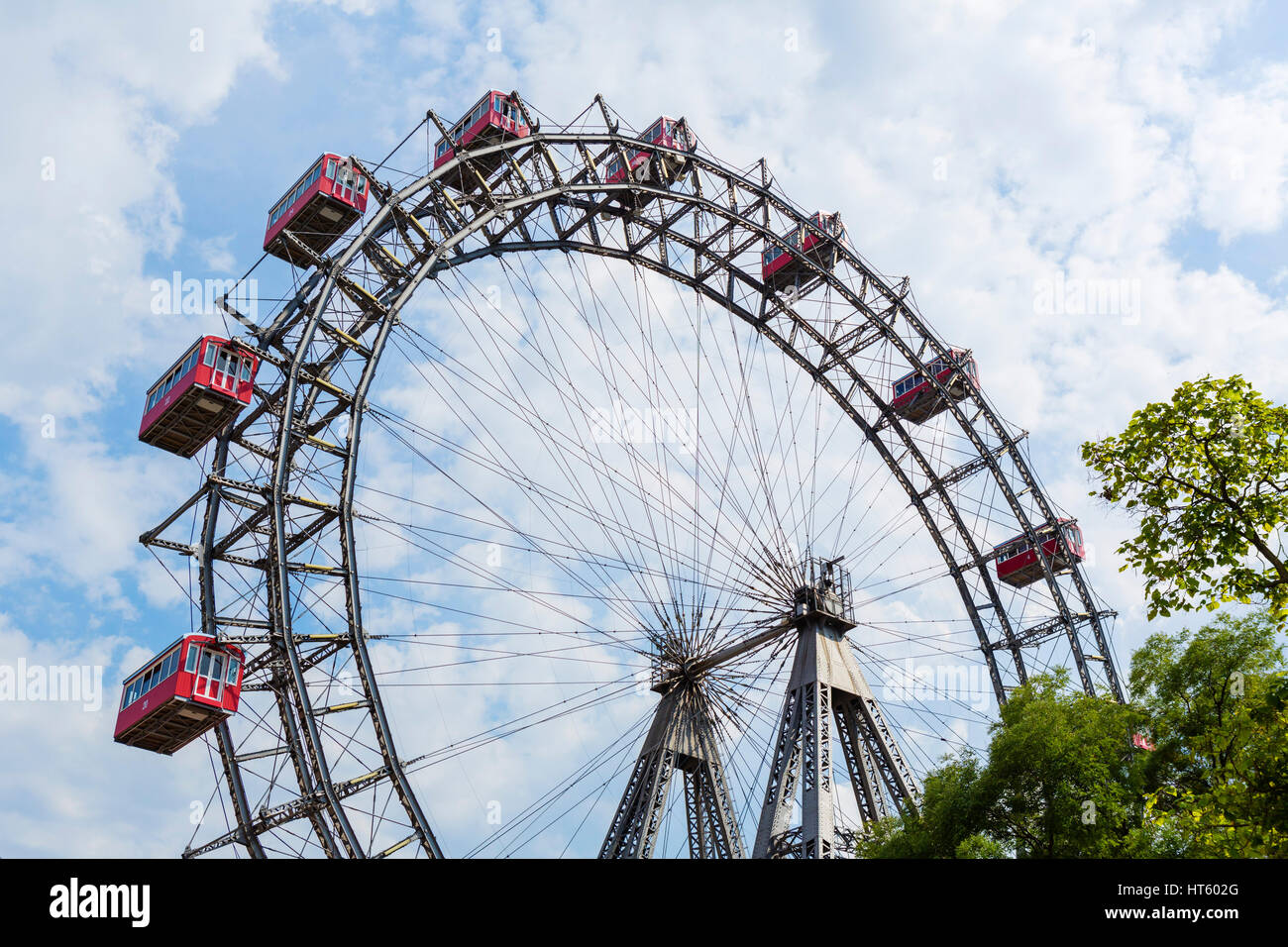 Vienna, Prater. The Wiener Riesenrad (Ferris Wheel) in the Prater amusement park, Vienna, Austria. Stock Photo