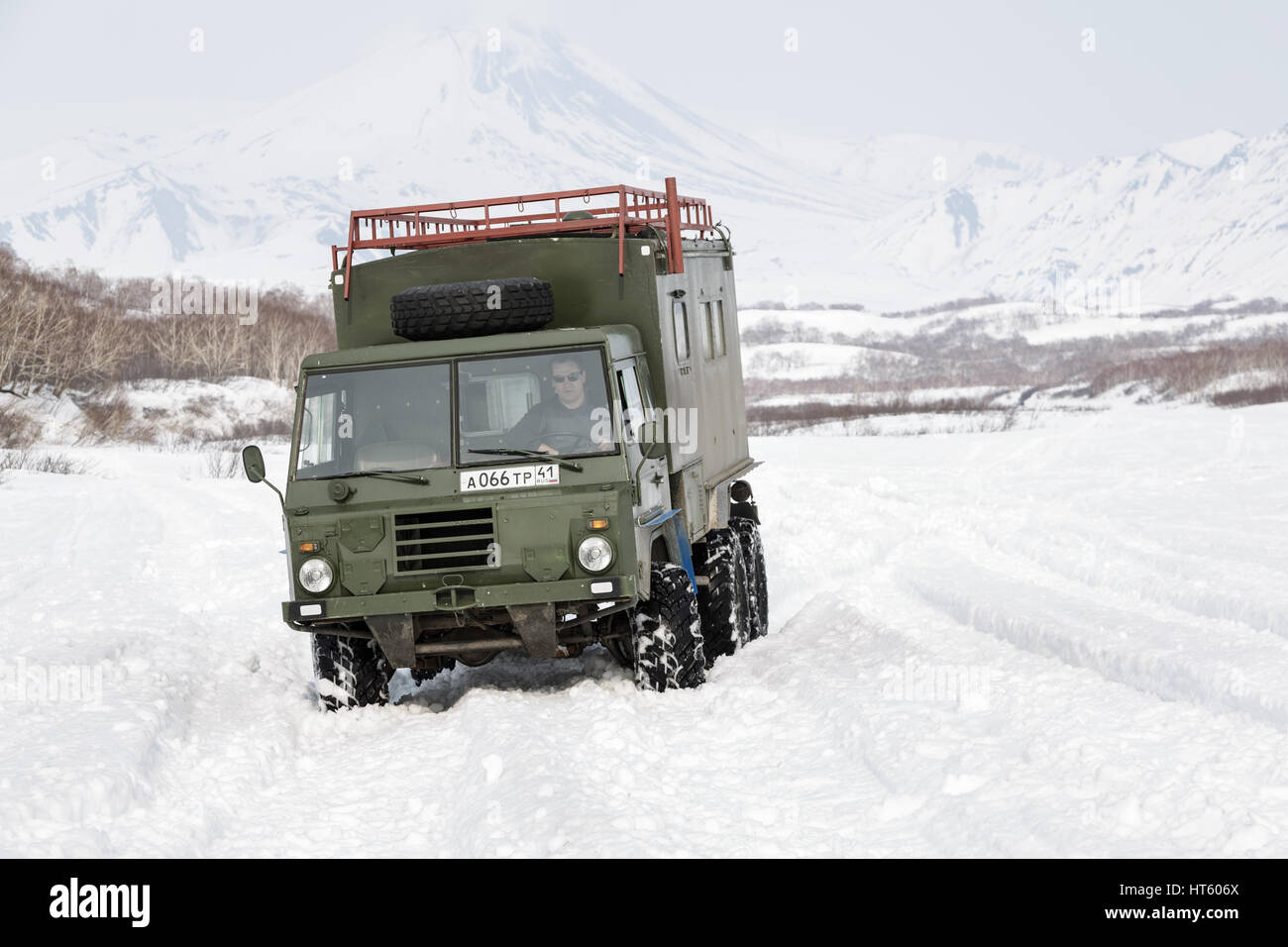 volvo 6x6 with chains in winter 