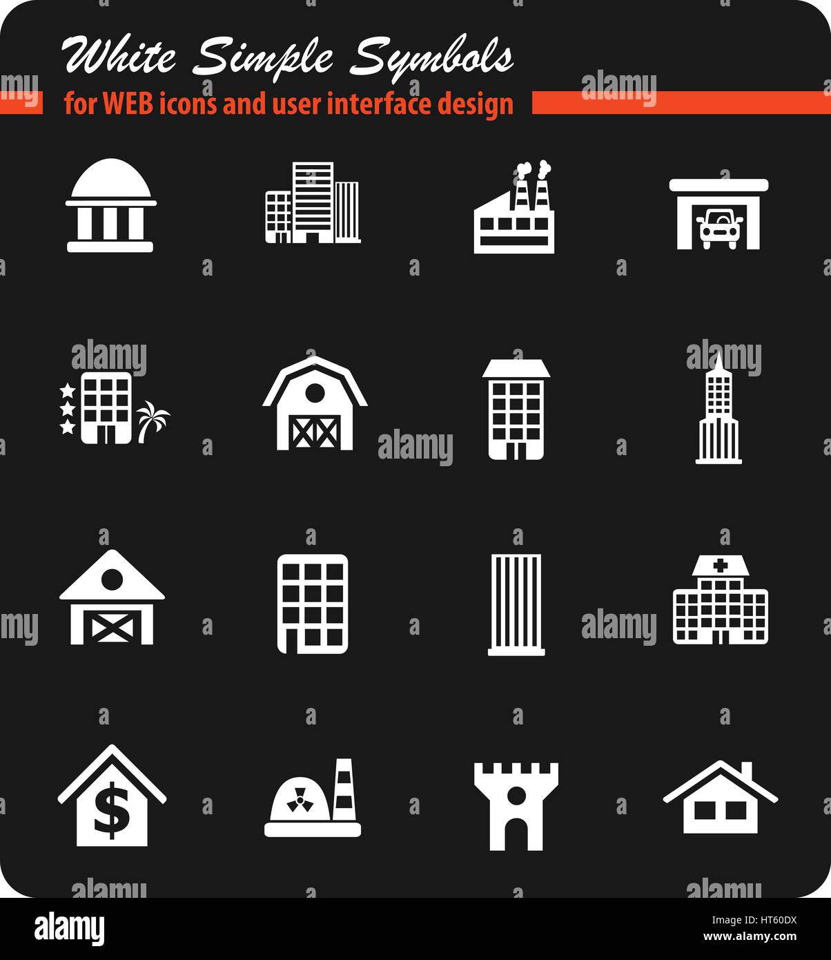 building white simply symbols for web icons and user interface design ...