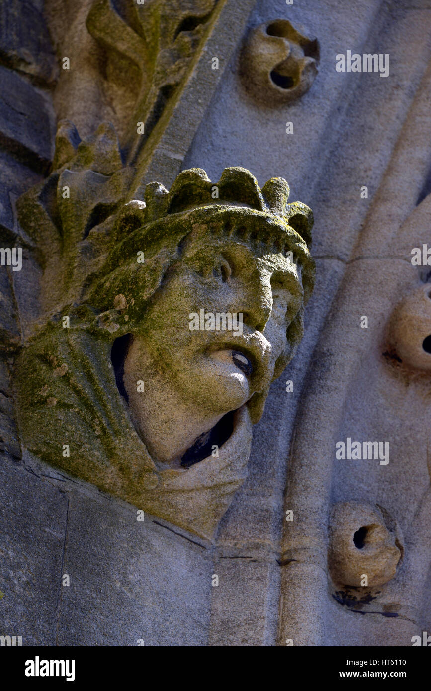 weathered stone gargoyle on old church, oxford Stock Photo