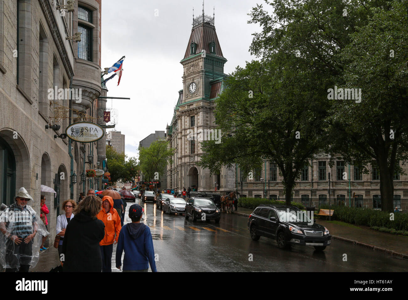 Old Quebec City on a Rainy Day Stock Photo