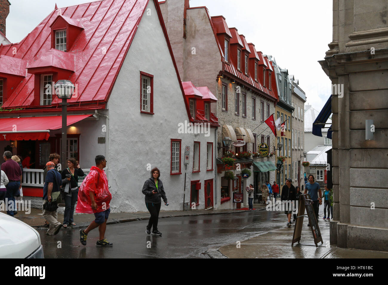 Old Quebec City on a Rainy Day Stock Photo