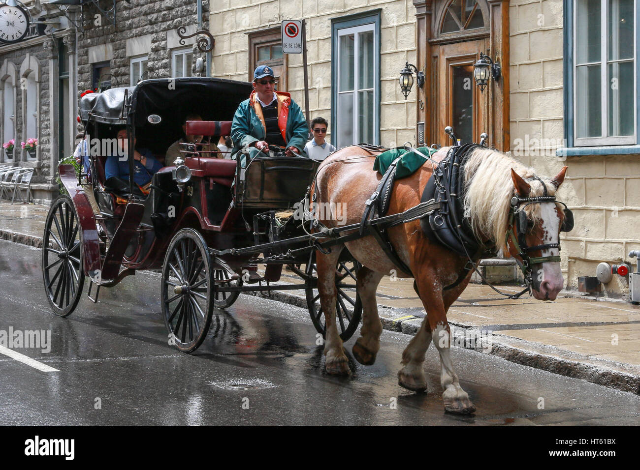 Horse and Carriage in Old Quebec City Stock Photo Alamy