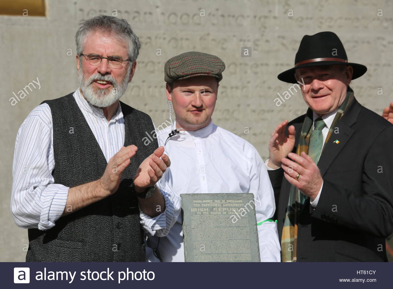 Gerry Adams and Martin McGuinness at Arbour Hill in Dublin for 1916 centenary celebrations. Stock Photo