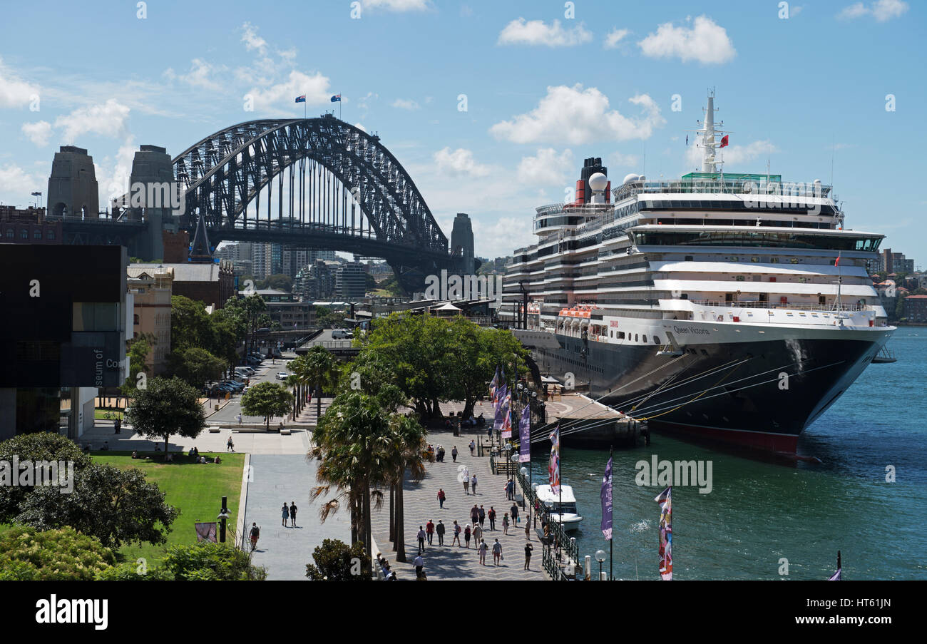 MS Queen Victoria moored at Circular Quay Sydney Australia Stock Photo