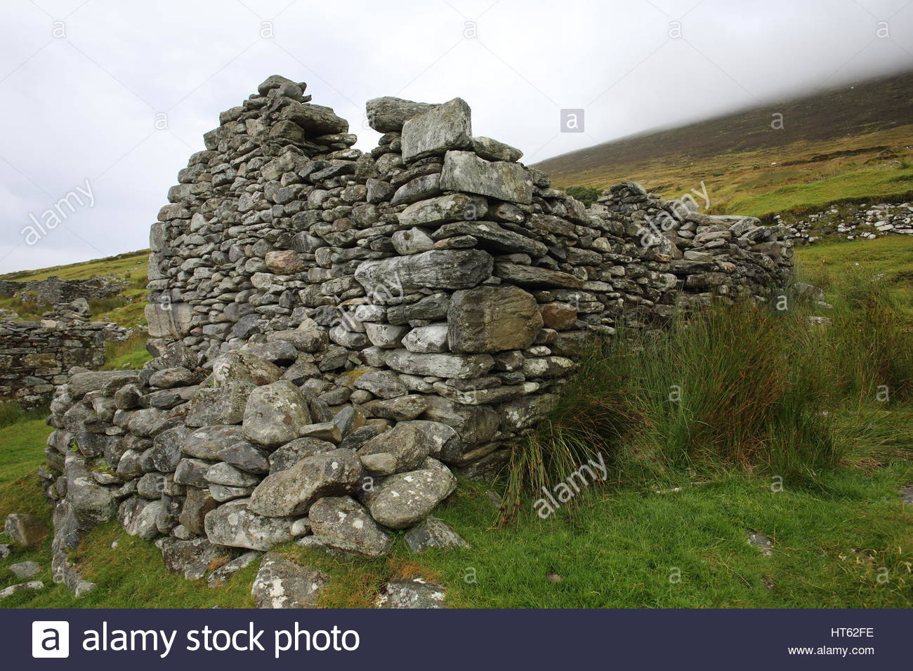 Remains of a deserted 19th century village on Achill Island, County mayo, Ireland Stock Photo