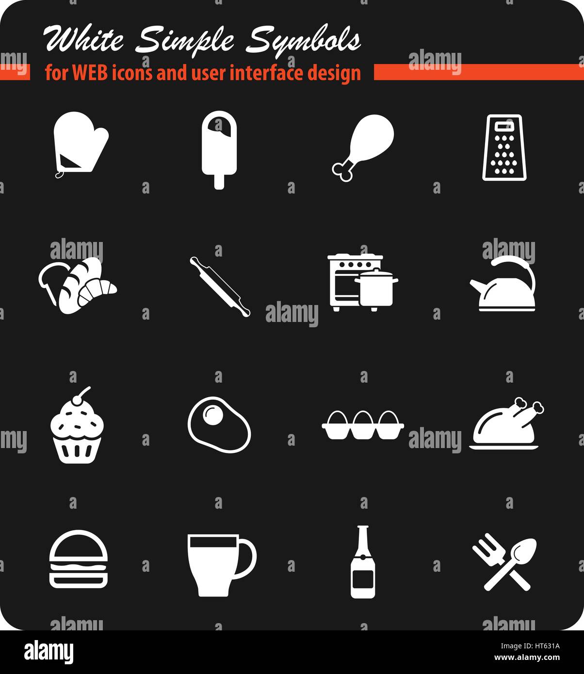 Food and kitchen simple icons for web Stock Vector Image & Art - Alamy