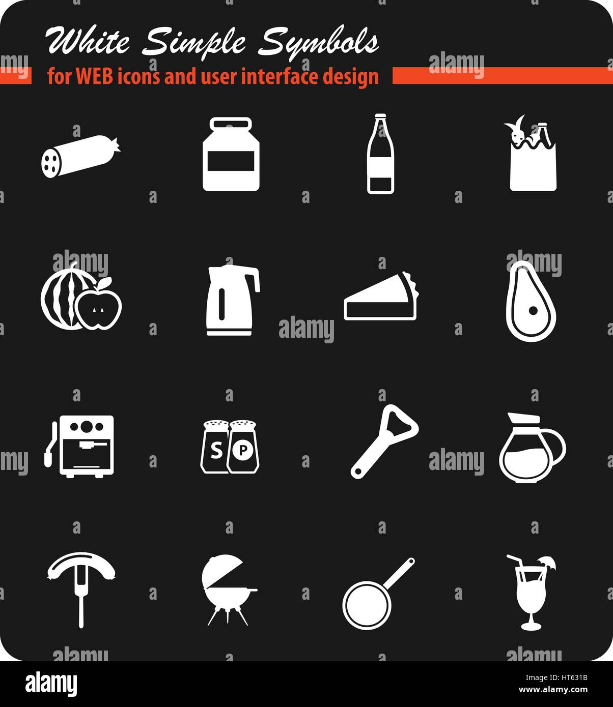Food and kitchen simple icons for web Stock Vector Image & Art - Alamy