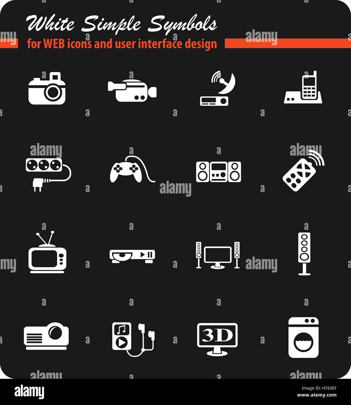 home appliances white simply symbols for web icons and user interface ...