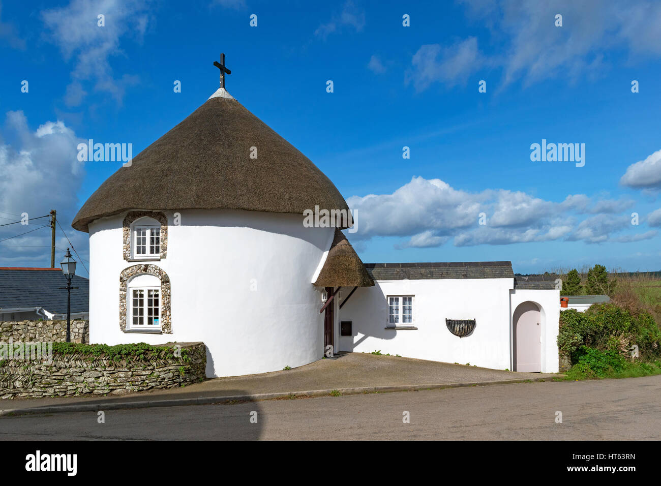 A Roundhouse in the village Veryan, Cornwall, England, UK. Stock Photo