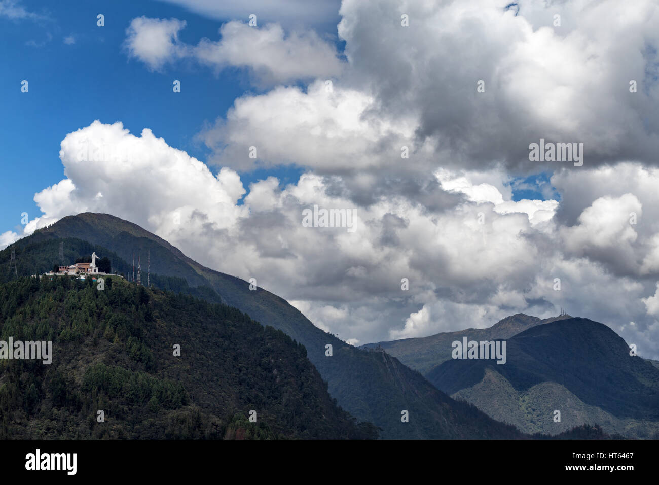 View of Cerre De Guadalupe from Monserrate in Bogota, Colombia. Stock Photo
