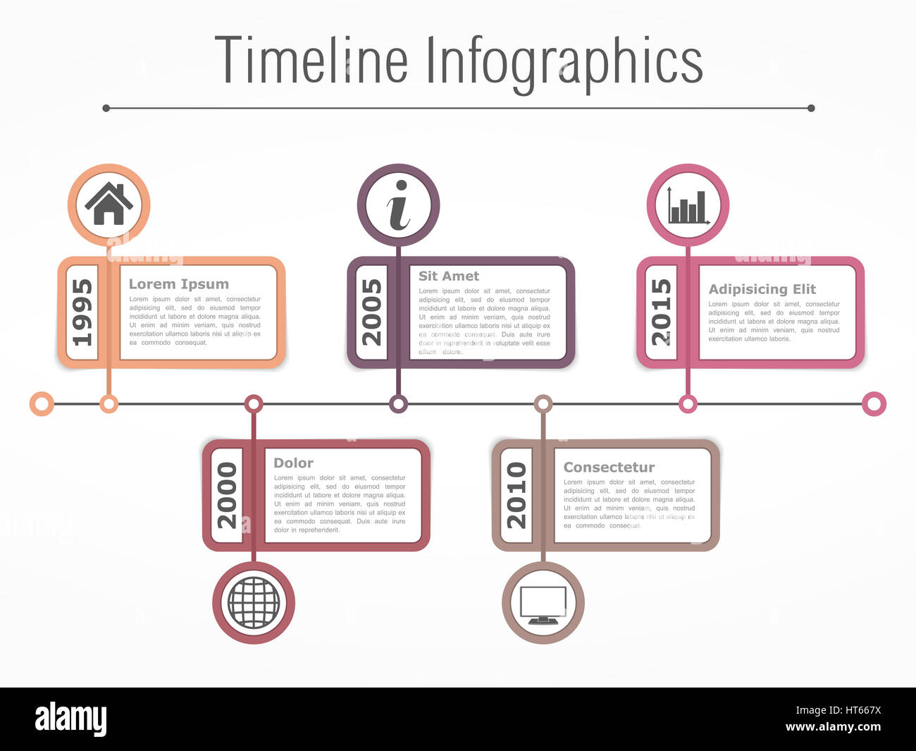 Horizontal Timeline Infographics Design Template Stock Photo