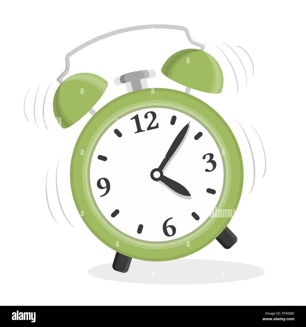 Green alarm clock on white background, flat design Stock Photo - Alamy