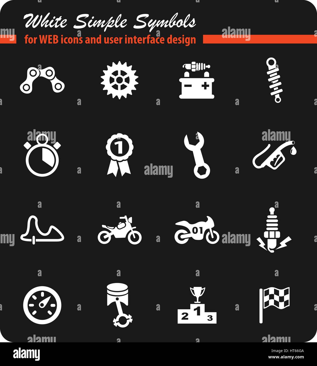 moto racing white simple symbols for web icons and user interface ...