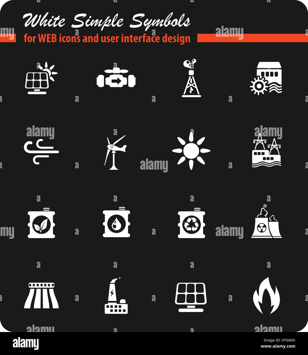 Power generation industry icons for user interface design Stock Vector ...