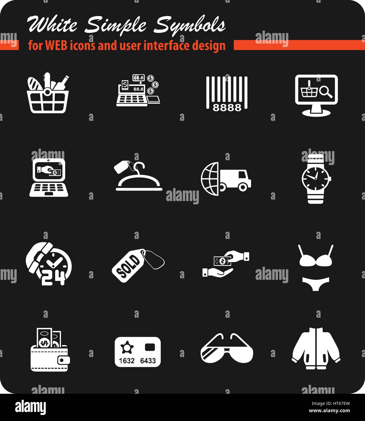 shopping and e-commerce web icons for user interface design Stock ...