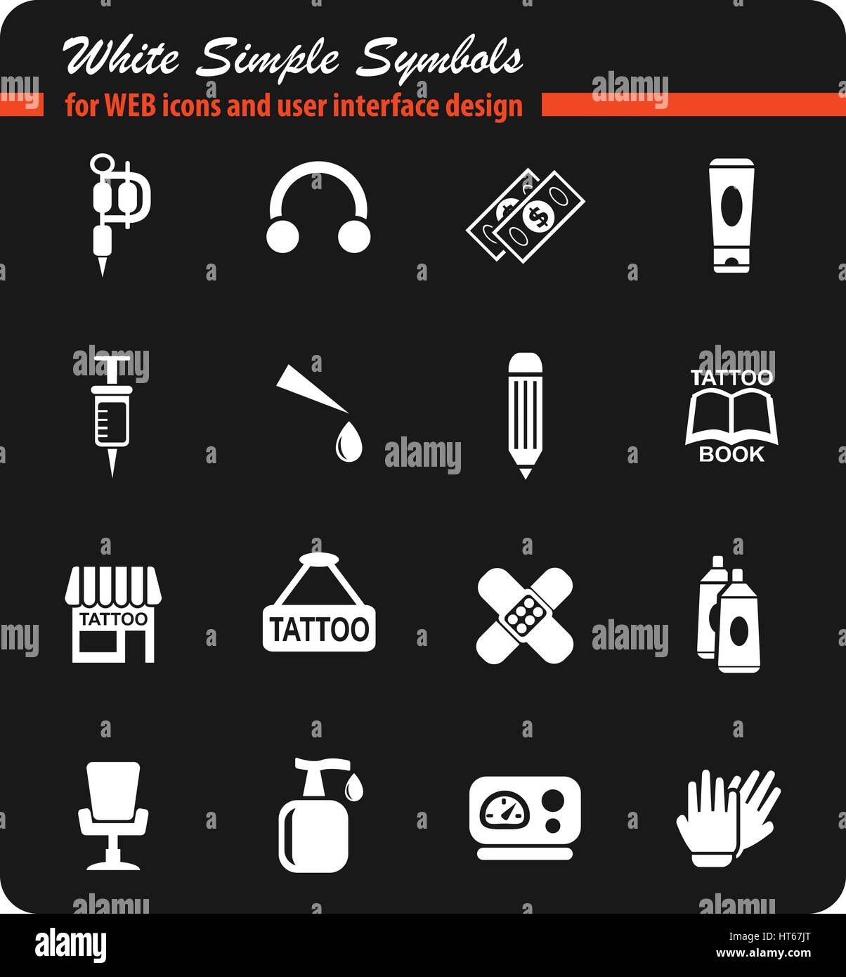 tattoo salon web icons for user interface design Stock Vector