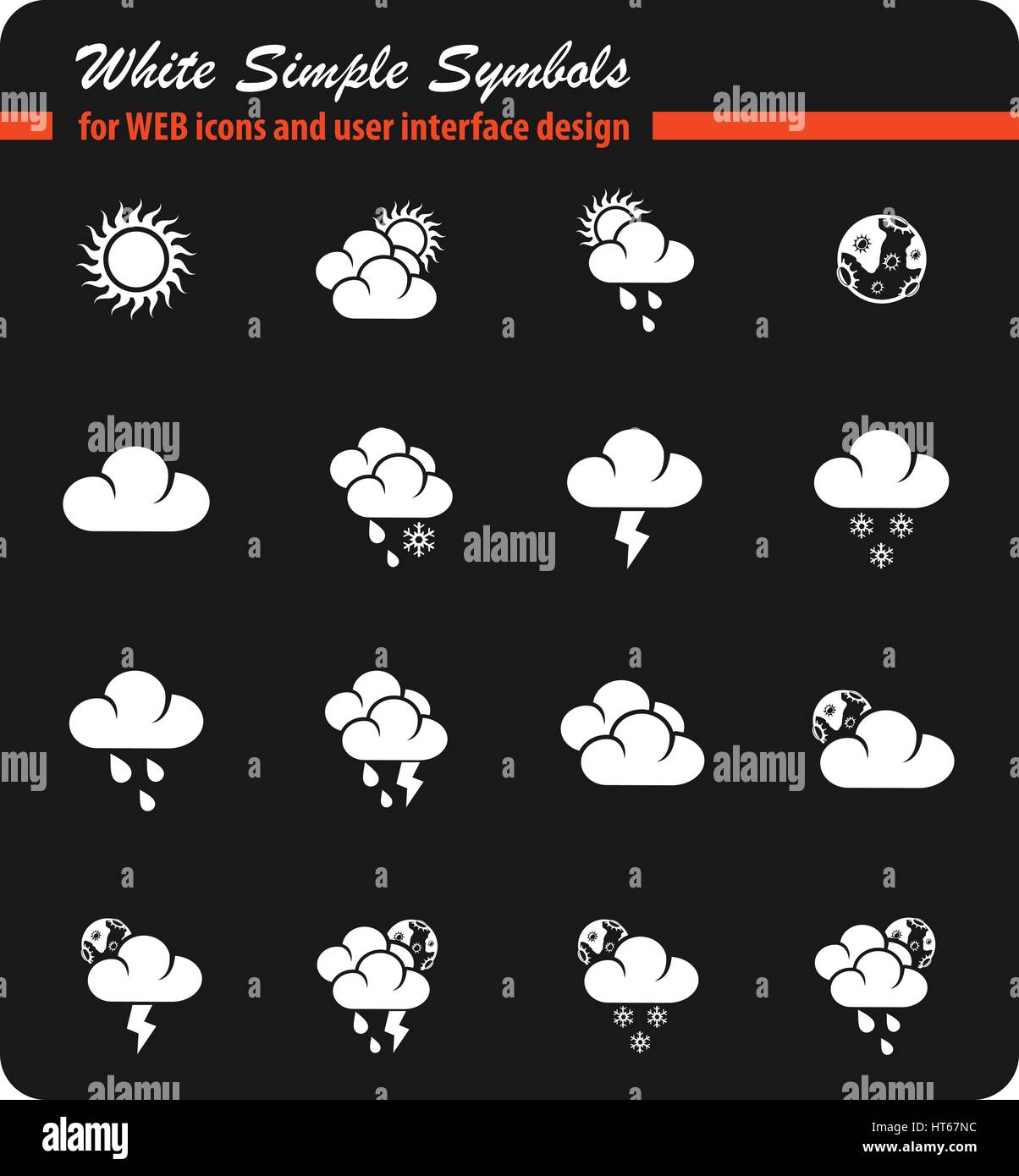 Weather white simply symbols for web icons and user interface design ...