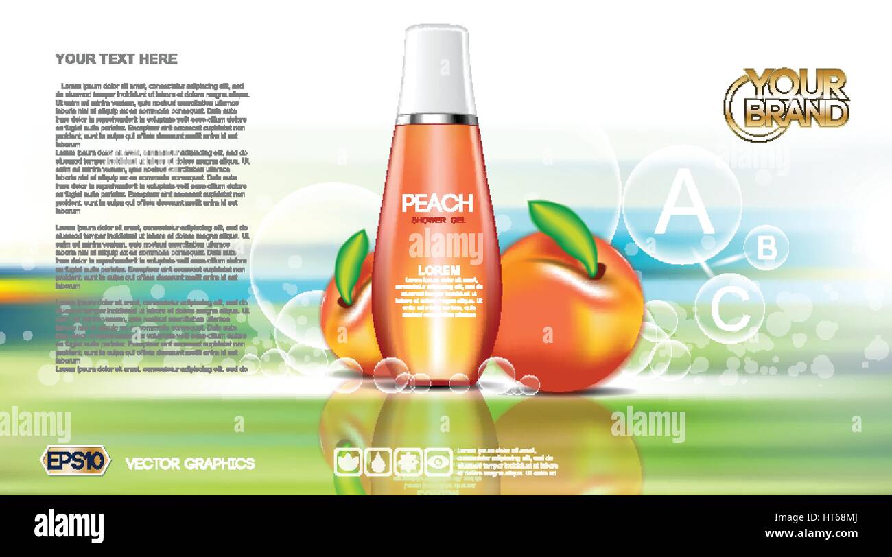 Digital Vector Red And Orange Shower Gel Cosmetic Container Mockup