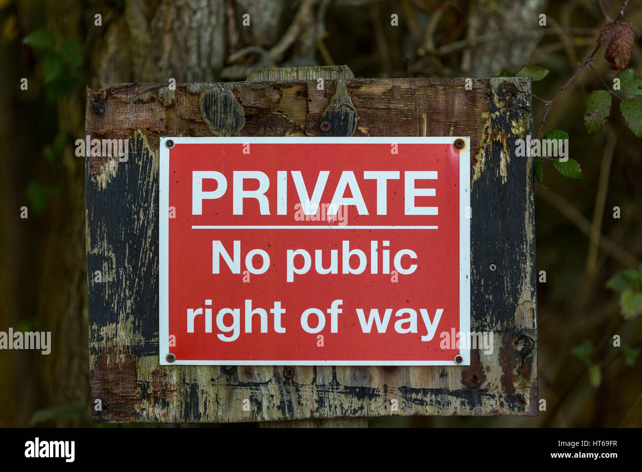 Private, no public right of way sign, In the countryside,  Suffolk, UK. Stock Photo