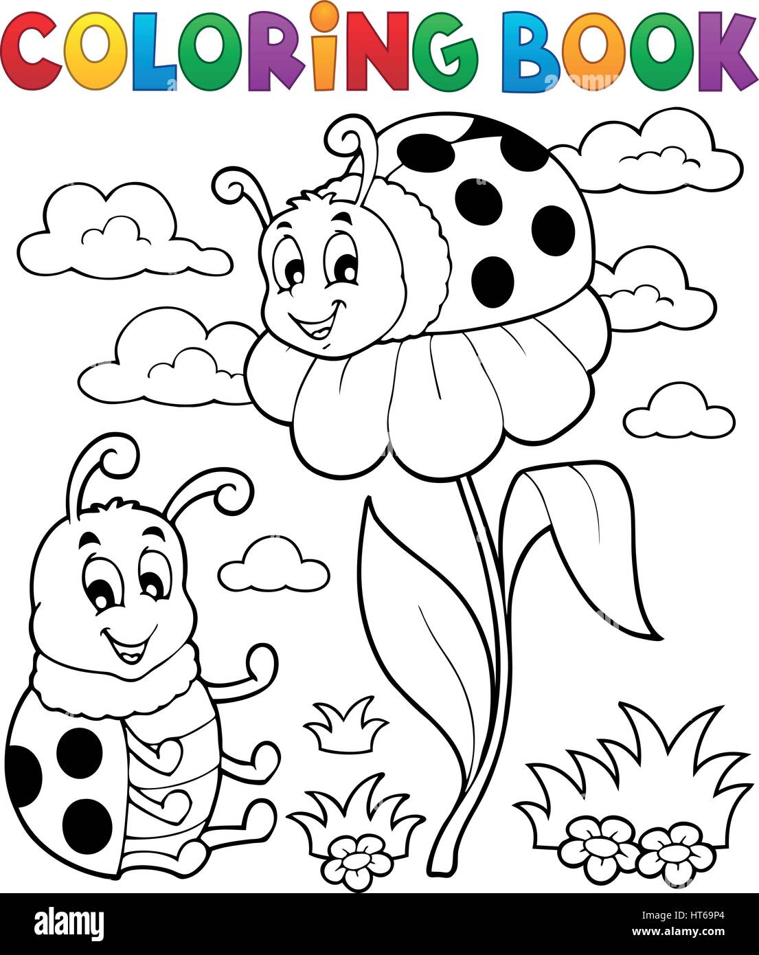 Download Coloring Book Ladybug Theme 3 Eps10 Vector Illustration Stock Vector Image Art Alamy