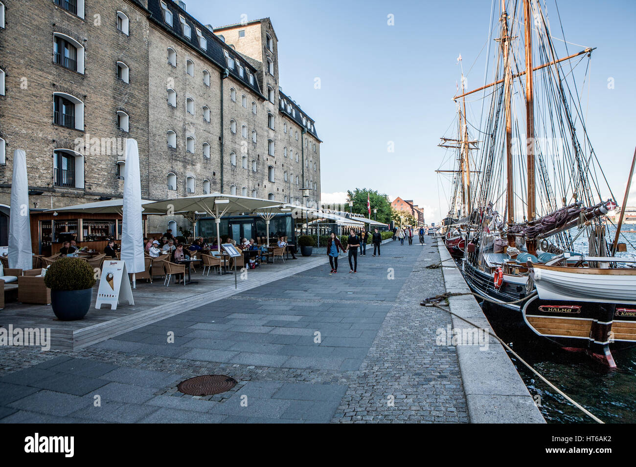 The hotel restaurant from Hotel Admiral Copenhagen is located at Larsen’s Place the waterfront of Copenhagen harbour. Larsens’s Place is part of  Told Stock Photo