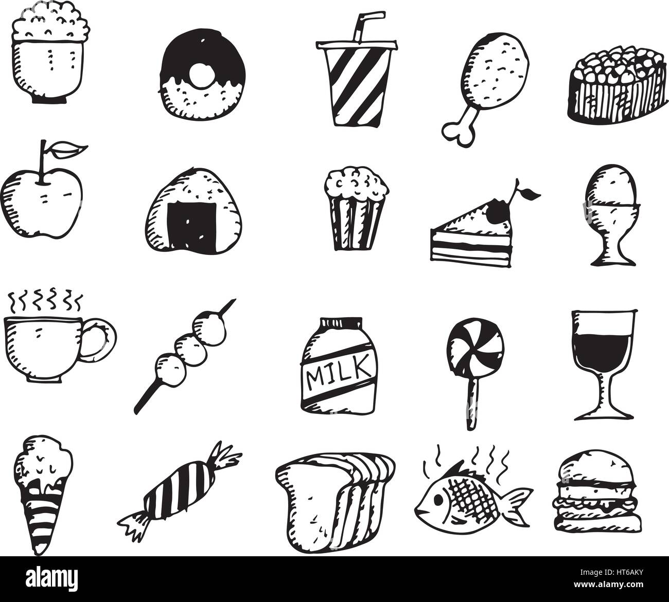 Hand draw food icon illustration doodle design Stock Vector