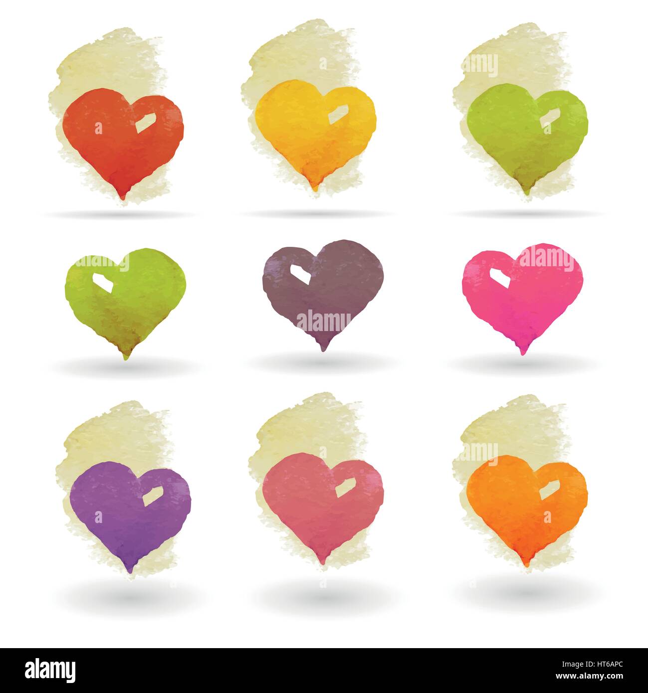 Watercolor hearts set. Vector illustration Stock Vector Image & Art - Alamy