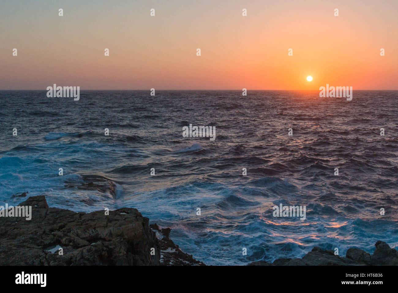 Sunset over the Mediterranean from Gozo, Malta Stock Photo