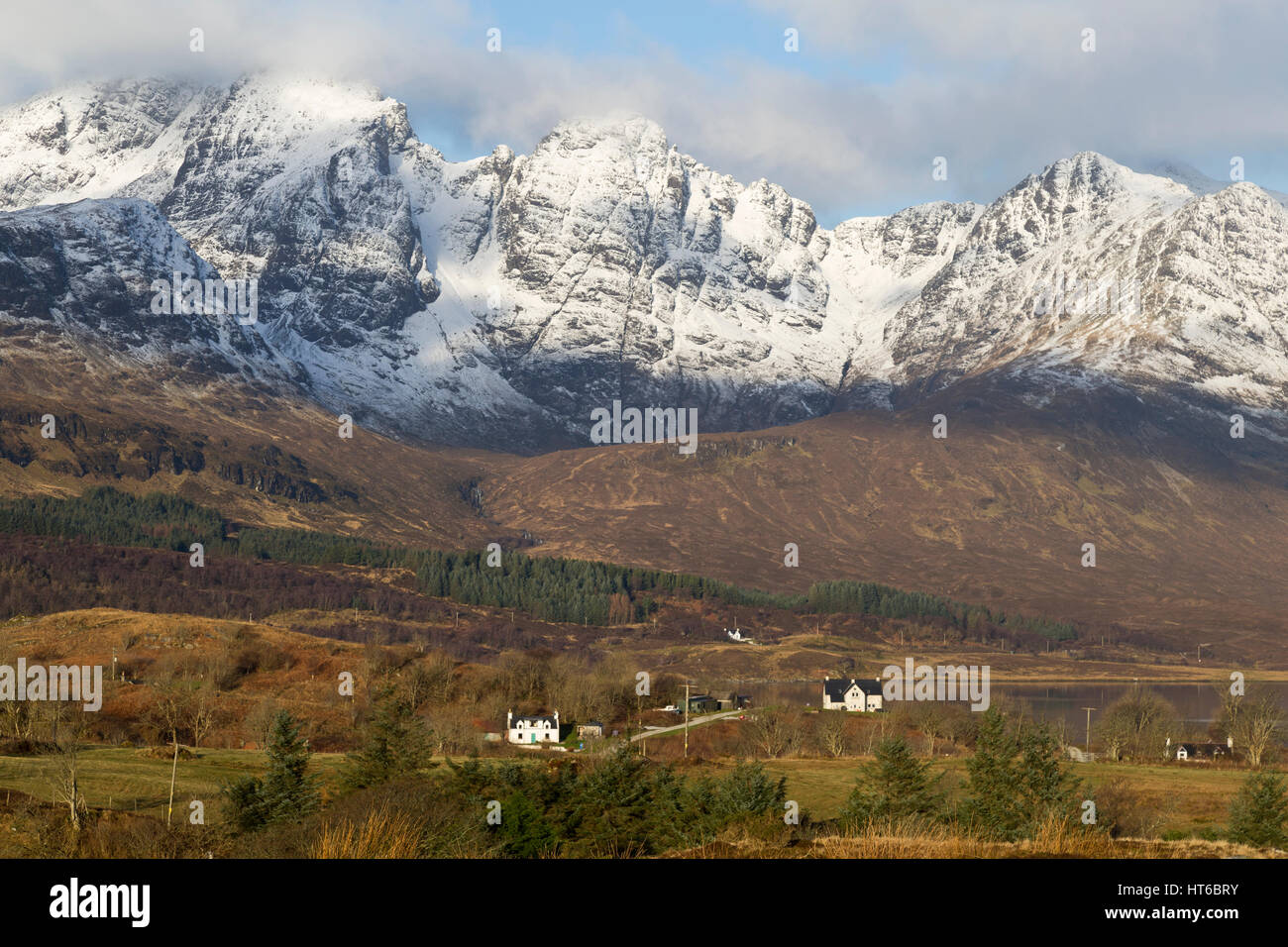 Torrin with Blabheinn Mountain behind, Isle of Skye, Scotland Stock
