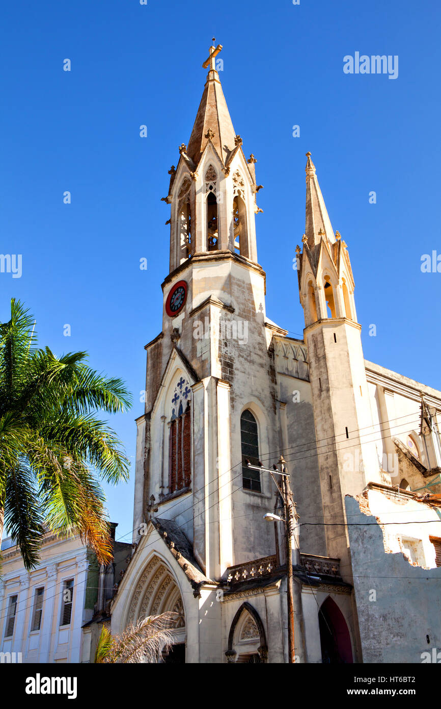 Cathedral  Iglesia de Nuestra Corazon de Sagrado Jesus. The Sacred Heart of Jesus Cathedral at Marti Park, Camaguey, Cuba Stock Photo