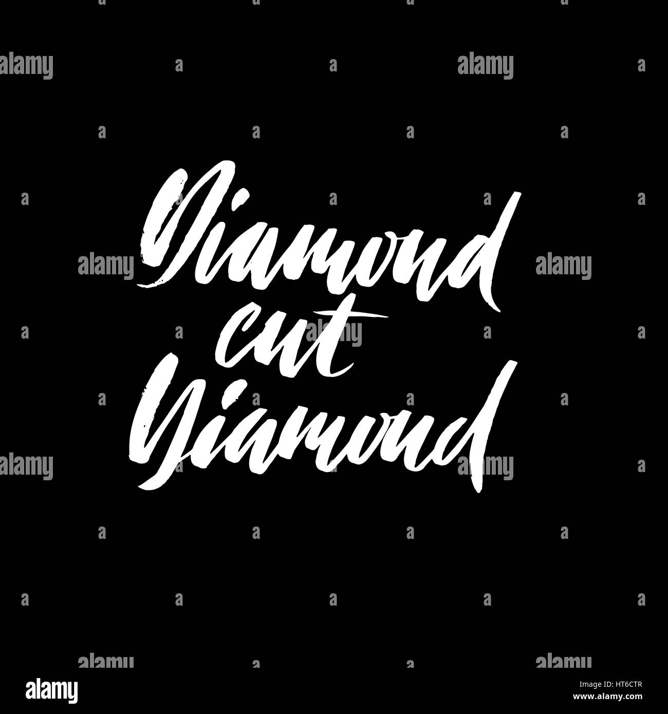 Diamond cut diamond. Hand drawn lettering proverb. Vector typography design. Handwritten inscription Stock Vector