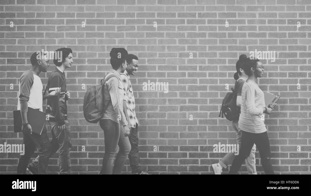 Diverse group walking Black and White Stock Photos & Images - Alamy