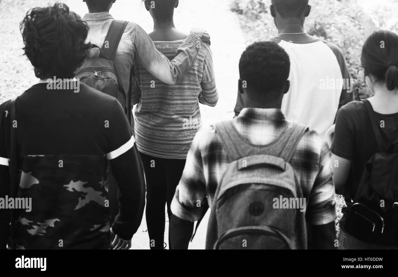 Diverse group of people rear view Black and White Stock Photos & Images ...