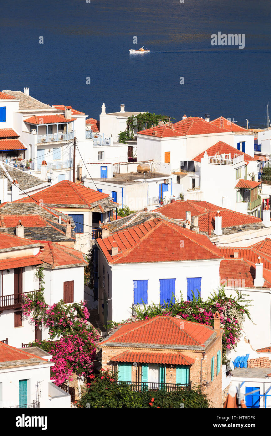 View of Skopelos Town rooftops, Skopelos, Greece Stock Photo - Alamy