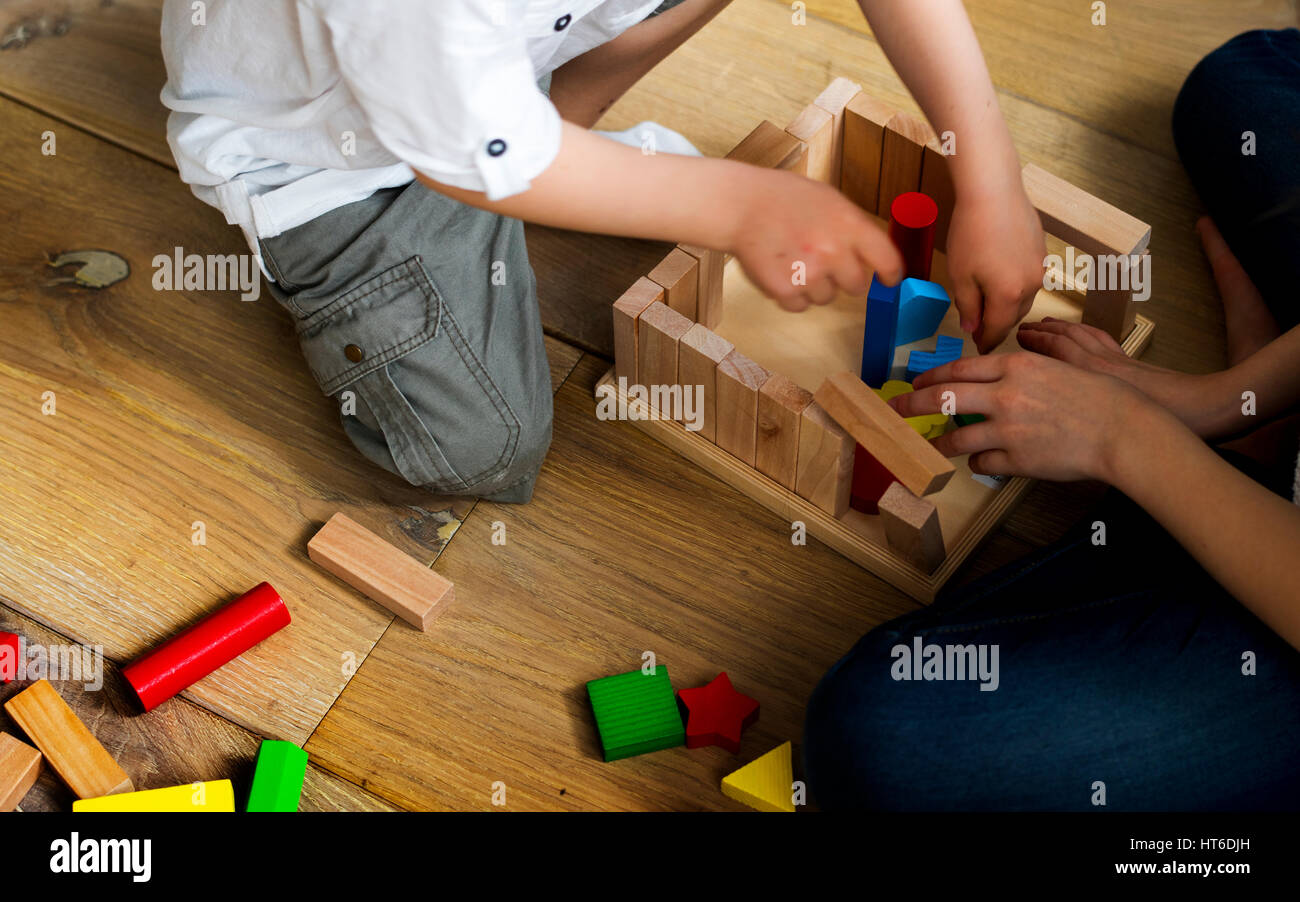 Little Children Playing Toy Blocks Stock Photo - Alamy