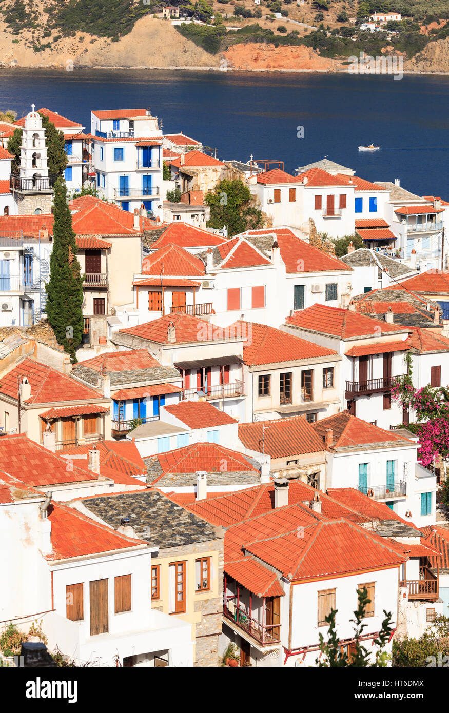 View of Skopelos Town rooftops, Skopelos, Greece Stock Photo - Alamy