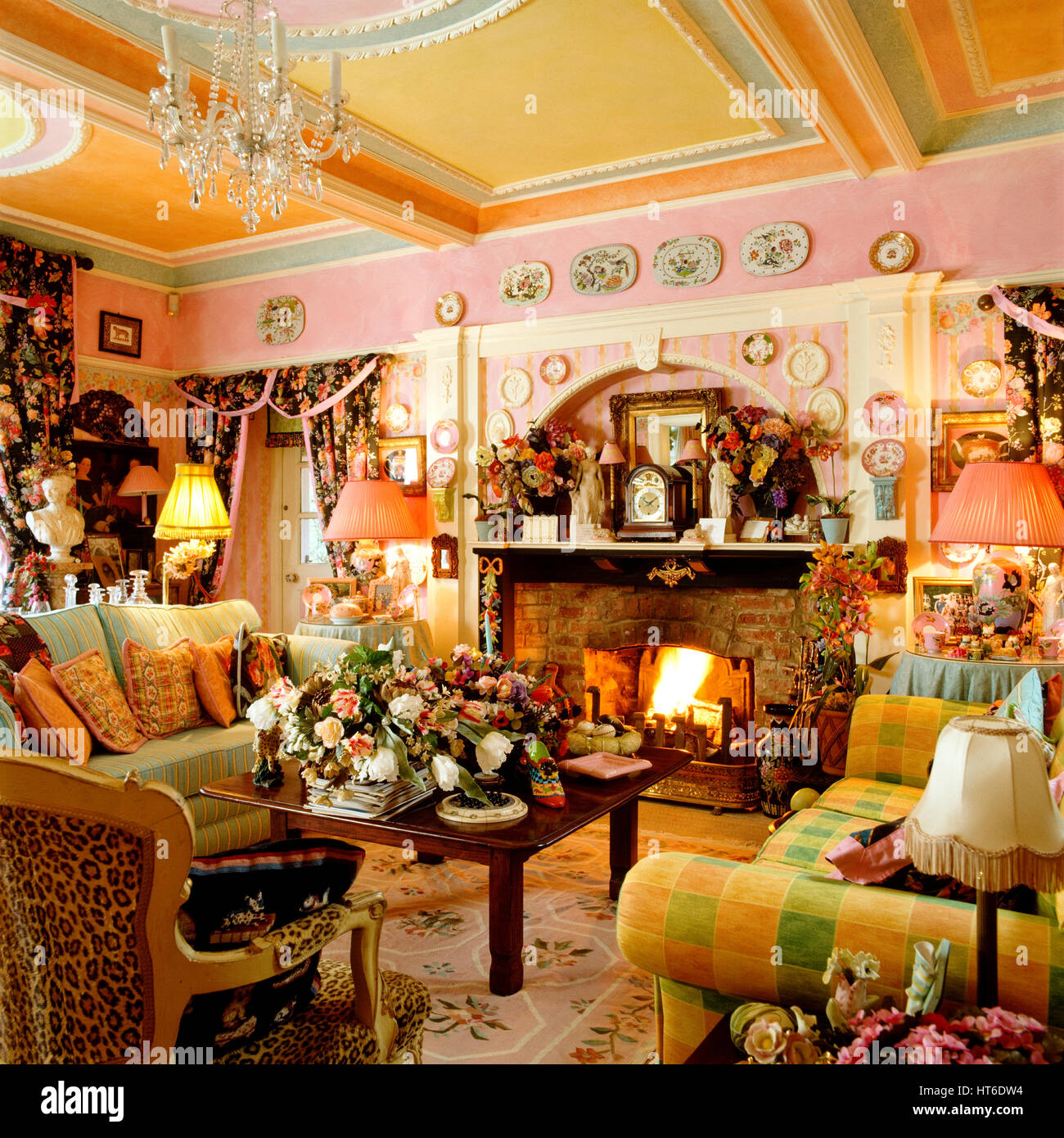 Retro style living room. Stock Photo