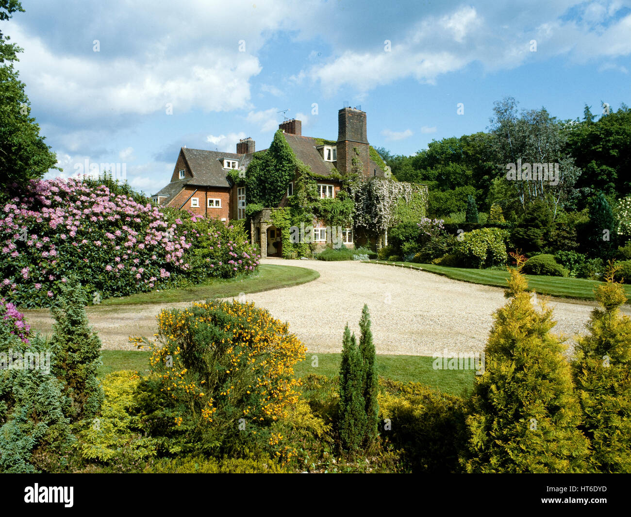 The lawn and exterior of a country house. Stock Photo